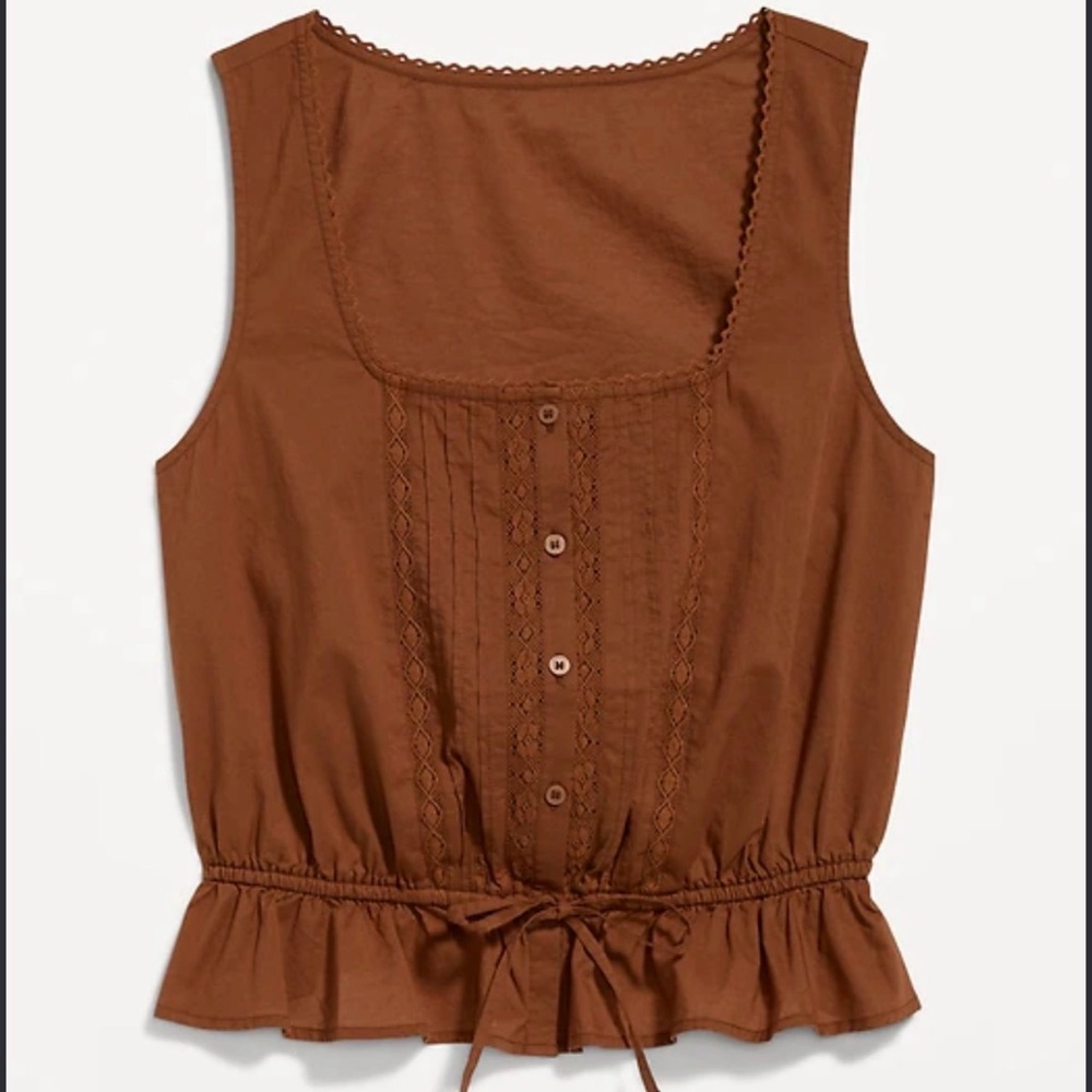 Old Navy Brown Lace-Trim Tie-Waist Camisole
